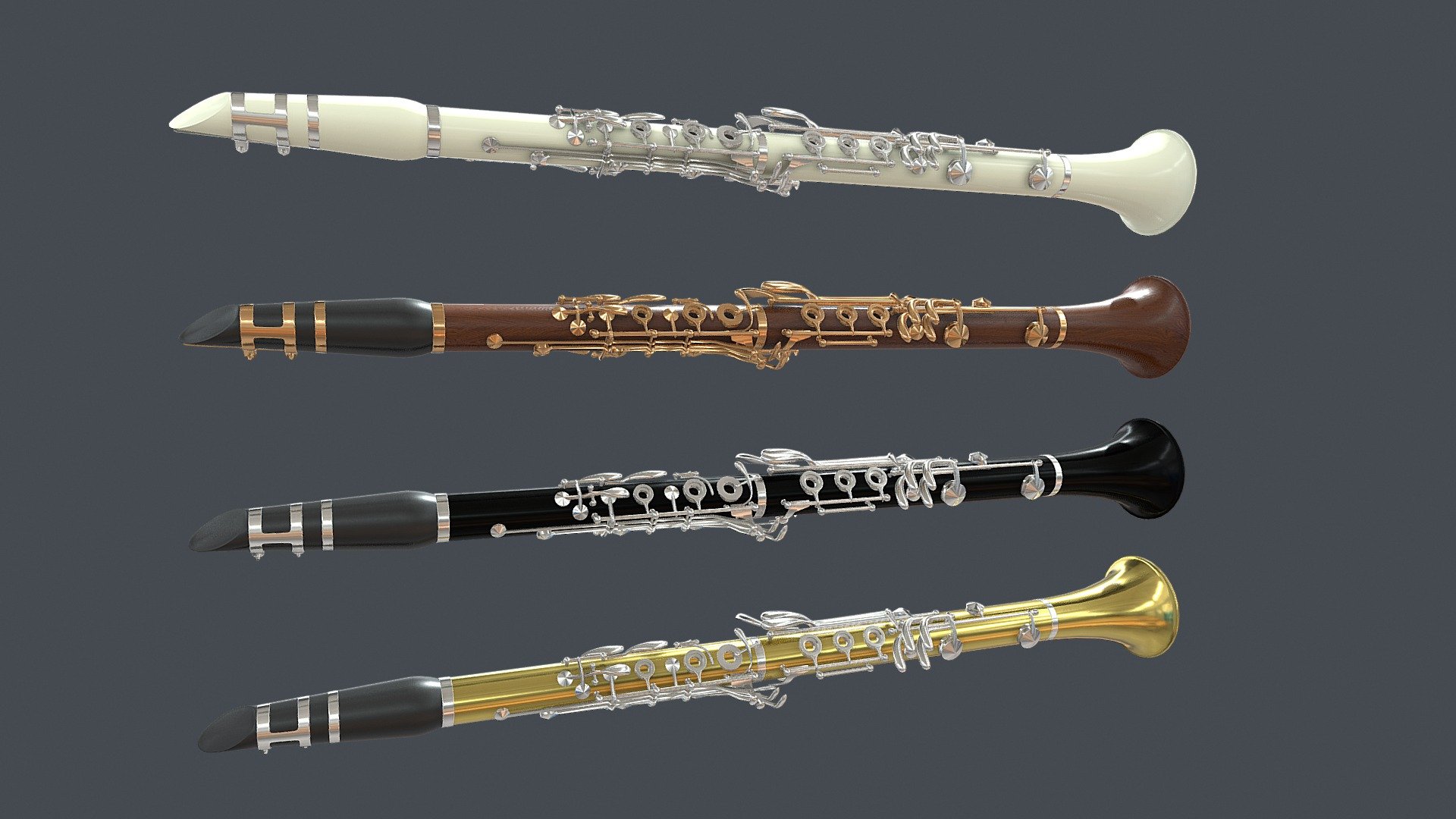 Clarinet Collection Brass White Black and Wood