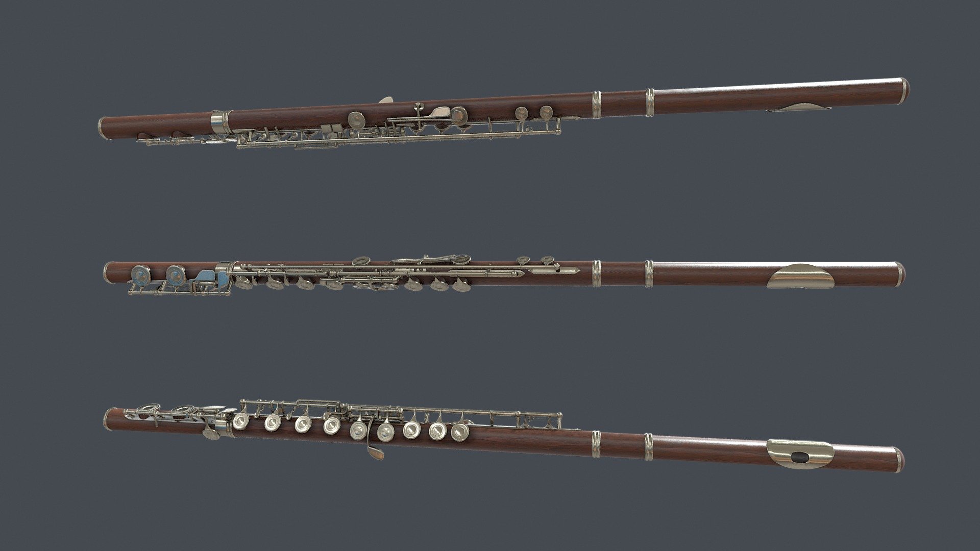 Clarinet Flute Wood Silver