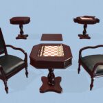 Dark Chess, Pedestal Game Table and Chairs
