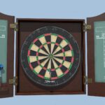 Dartboard and Easy Hang Cabinet with Darts