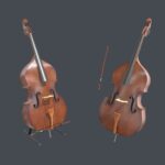 Double Bass Music instrument with Bow and Stand