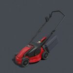 Electric Red Lawn Mower with Grass Collector