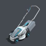 Electric White Lawn Mower with Grass Collector