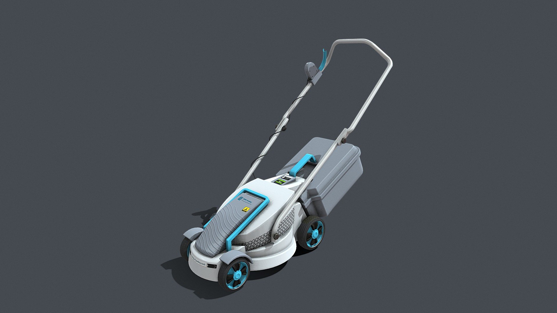 Electric White Lawn Mower with Grass Collector