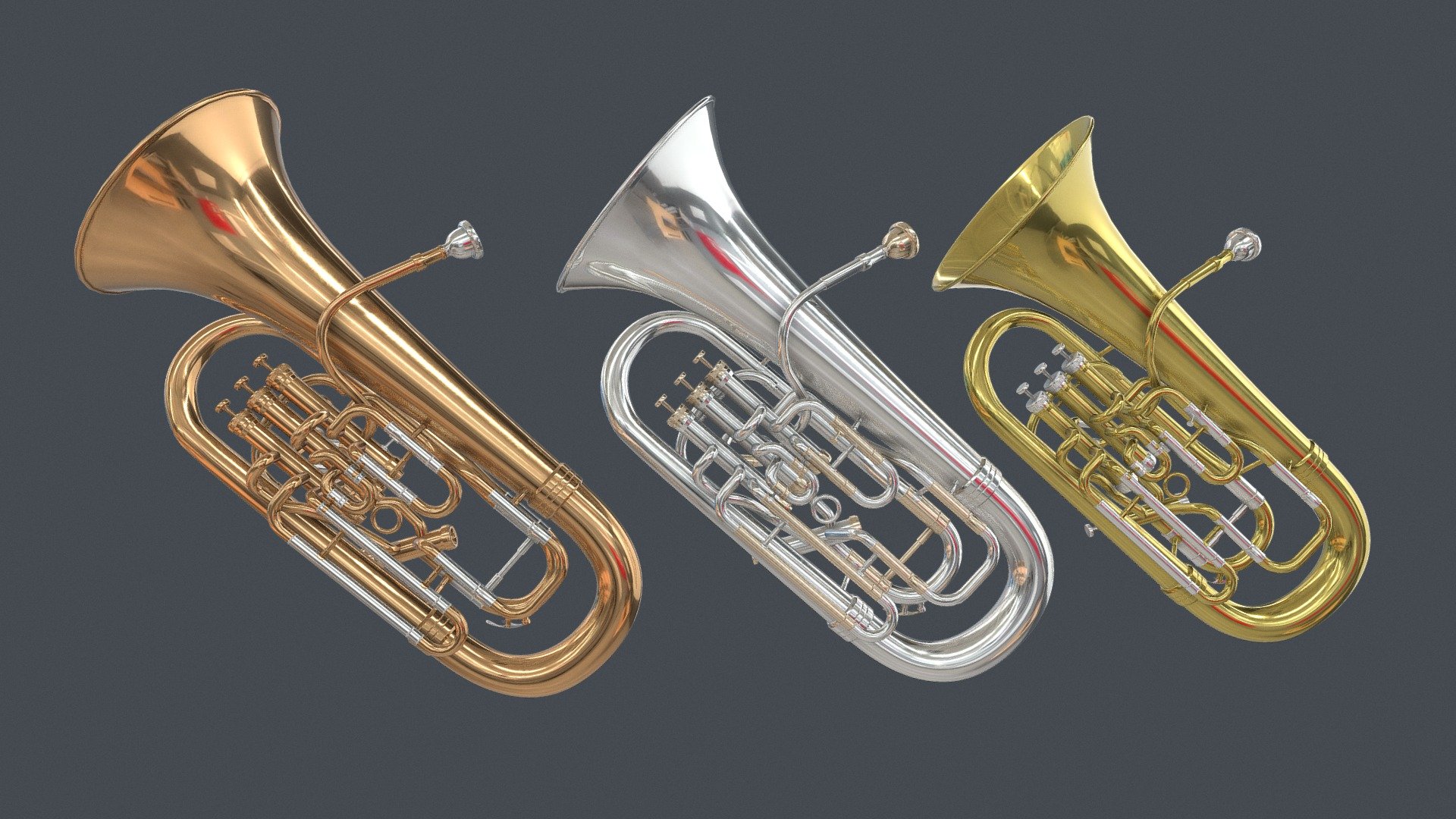 Euphonium Three Materials Brass,Copper,Silver