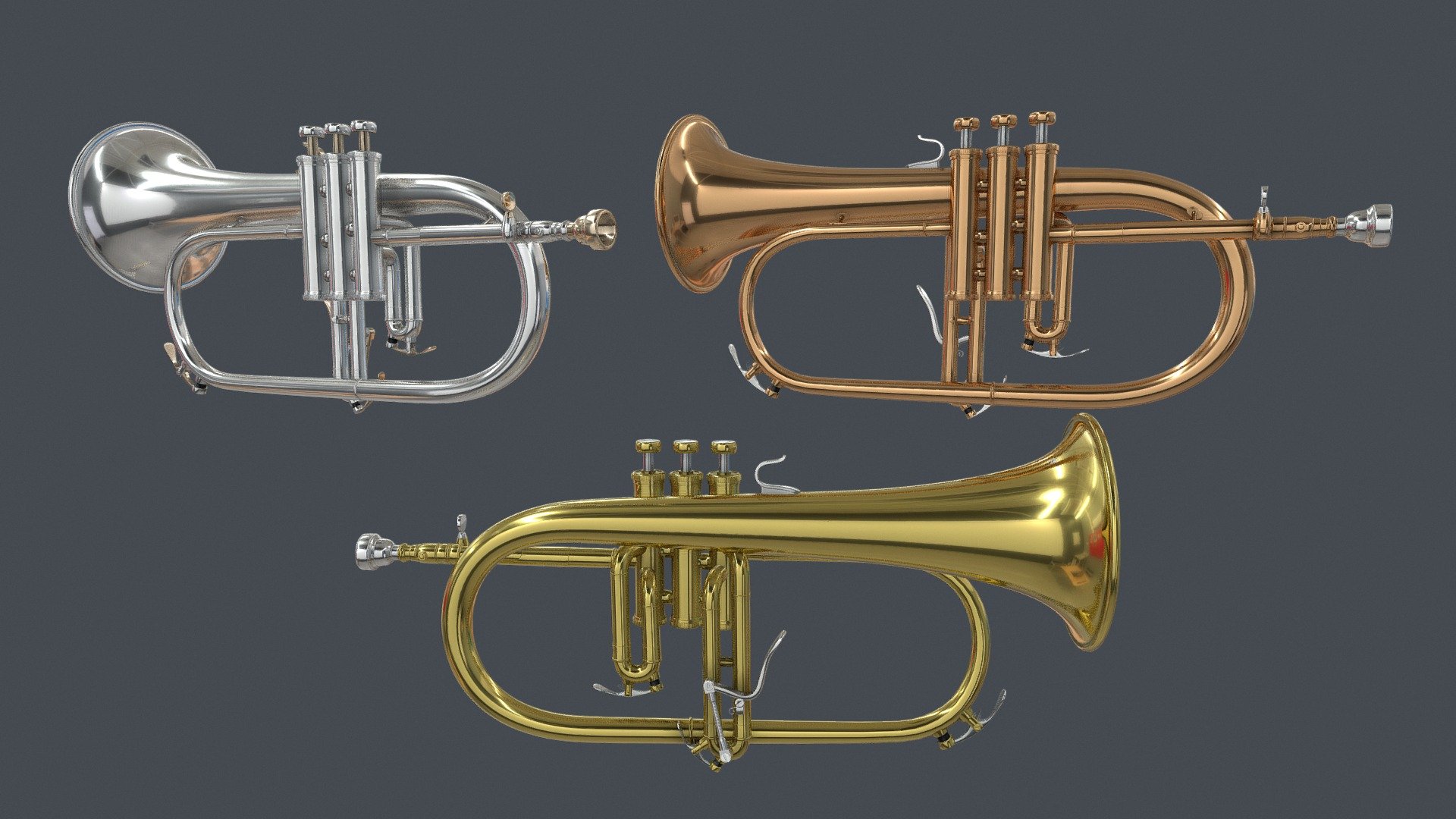 Flugelhorn three Materials Brass,Copper,Silver