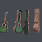 Green Classic guitar with case