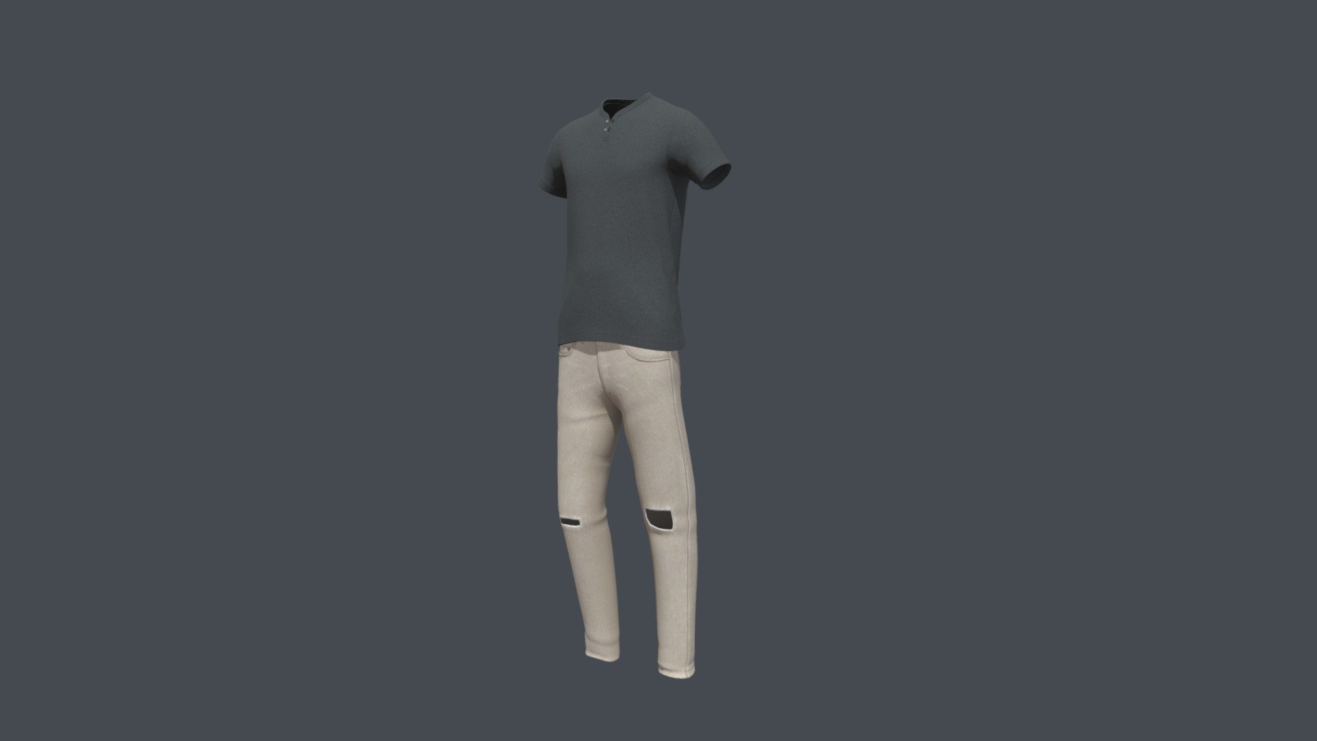 Men Outfit Beige jeans Pant and BlackT shirt