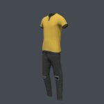 Men Outfit Black jeans Pant and Yellow T shirt