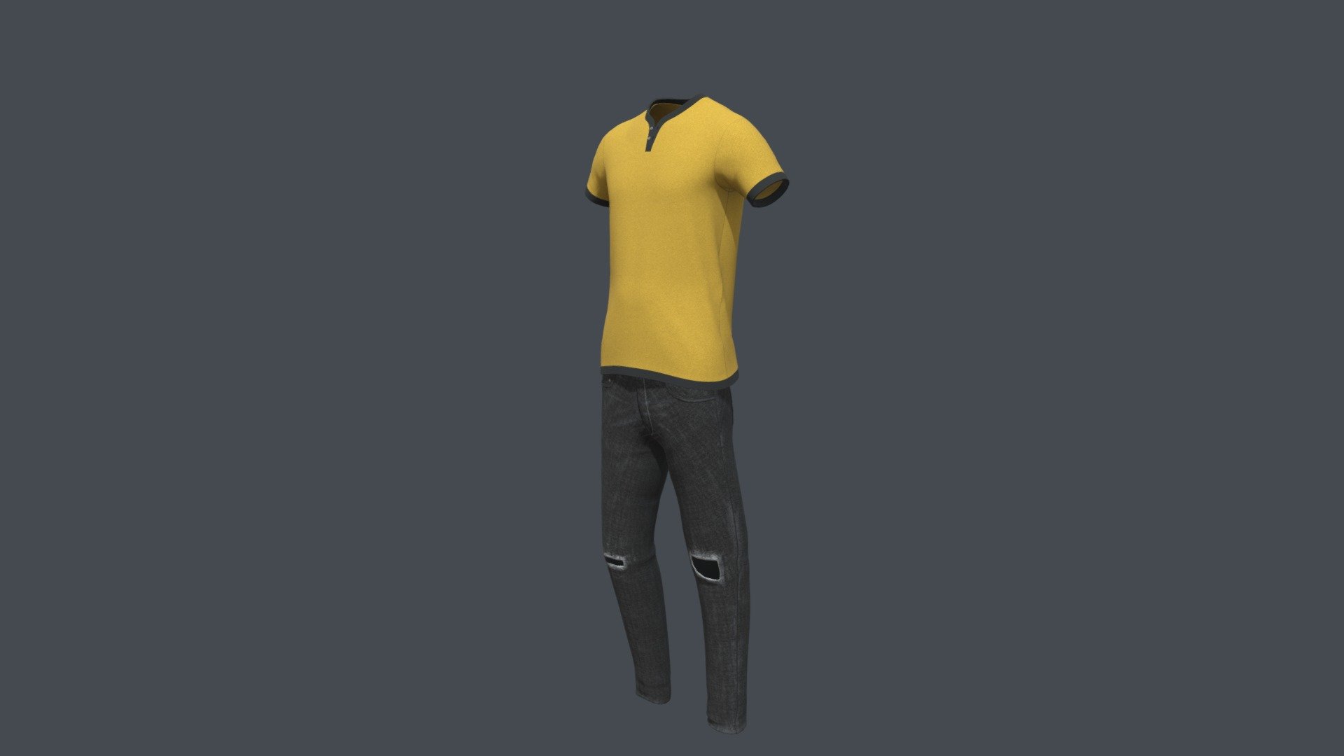 Men Outfit Black jeans Pant and Yellow T shirt