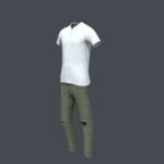 Men Outfit Green jeans Pant and White T shirt