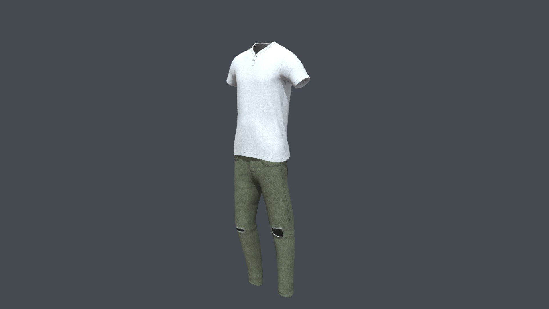 Men Outfit Green jeans Pant and White T shirt