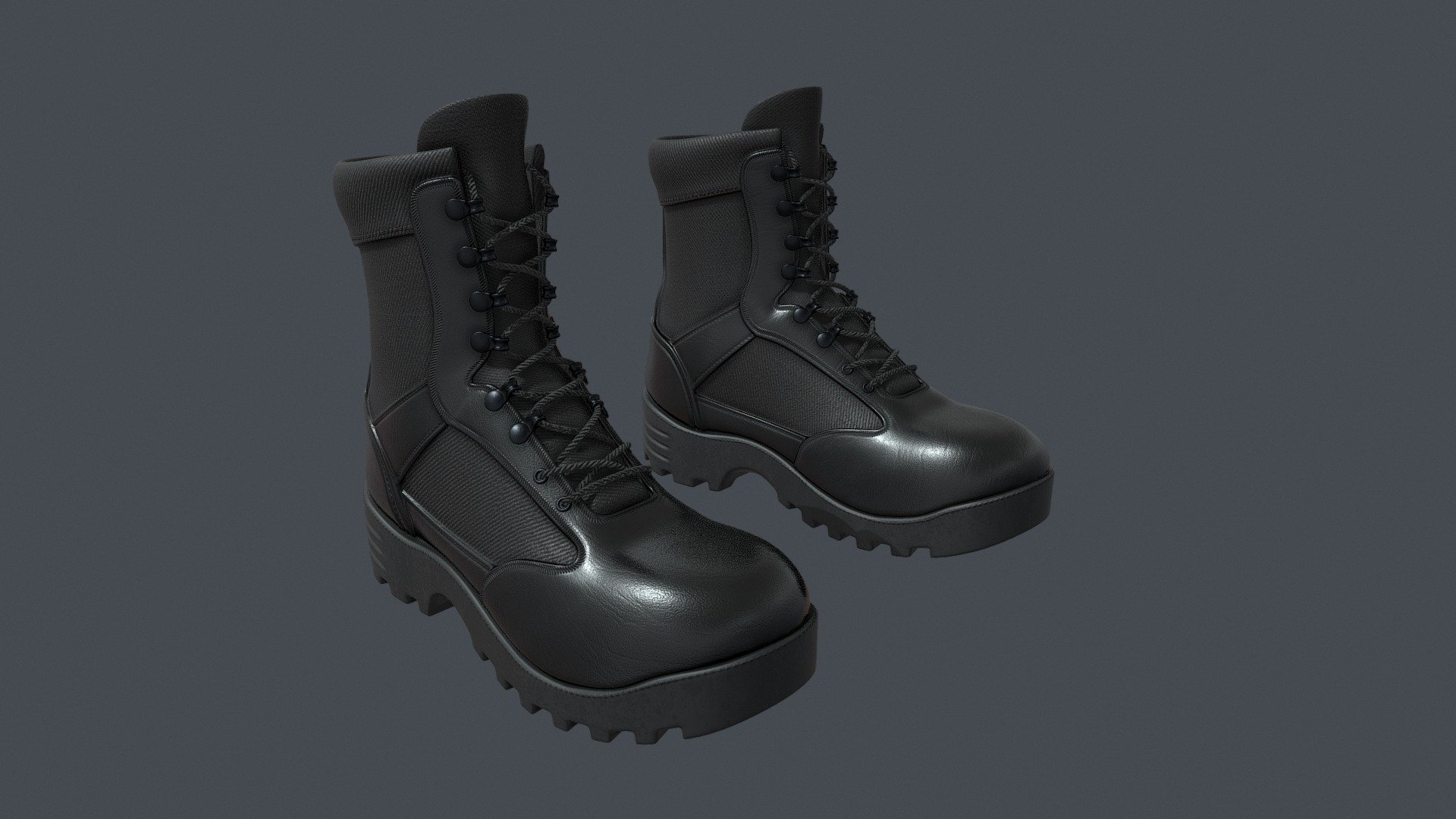 Military-Style Boots in Black Color
