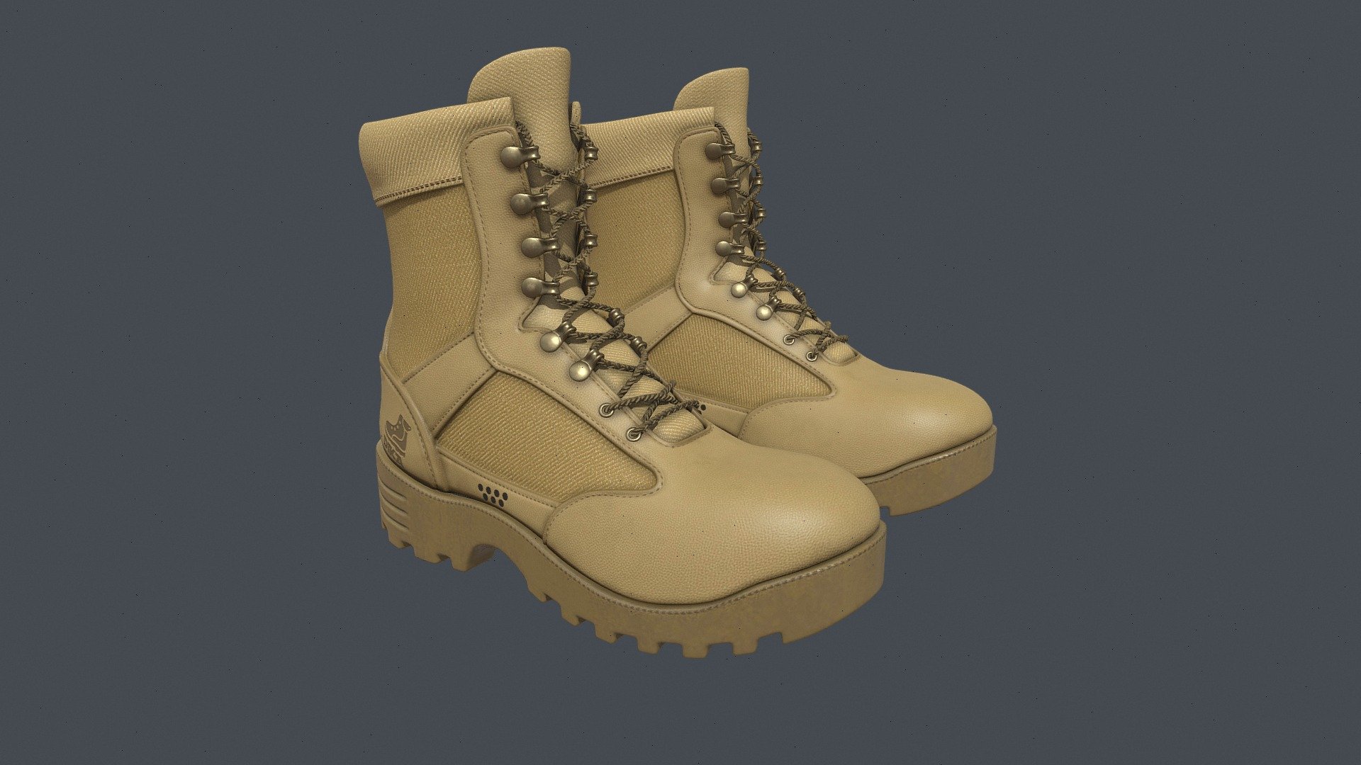 Military-Style Boots in Light Desert Sand Color