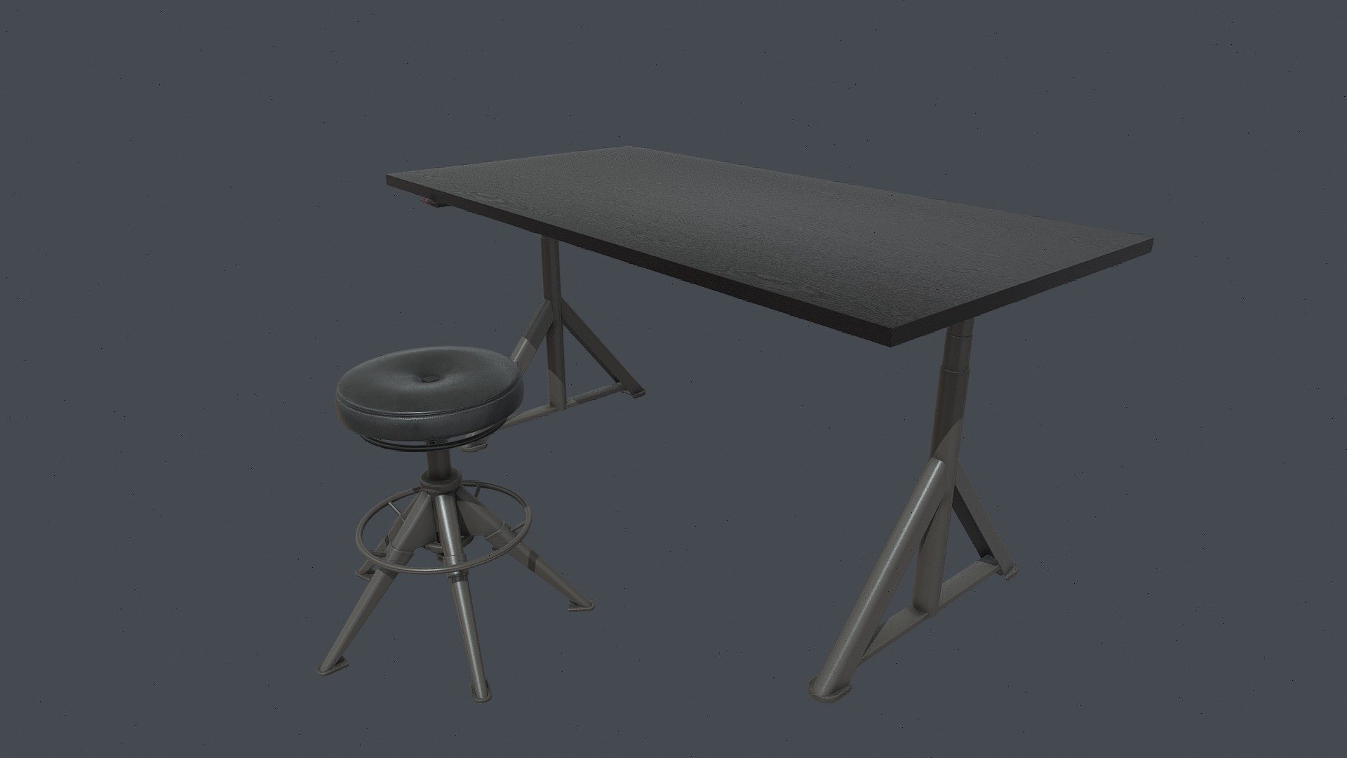 Modern Black Desk with Adjustable Stool