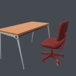 Modern Office Desk and red Ergonomic Chair Set