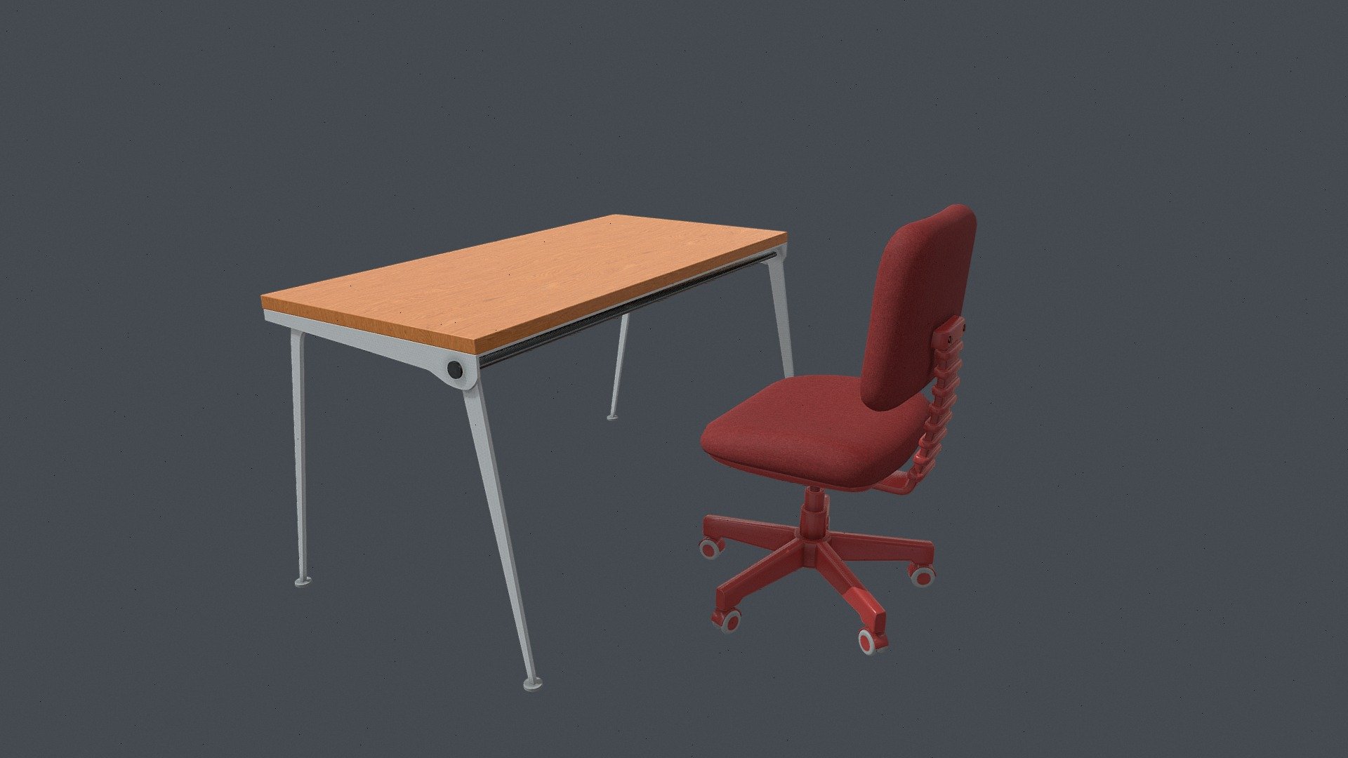 Modern Office Desk and red Ergonomic Chair Set