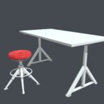 Modern White Desk with Adjustable Stool