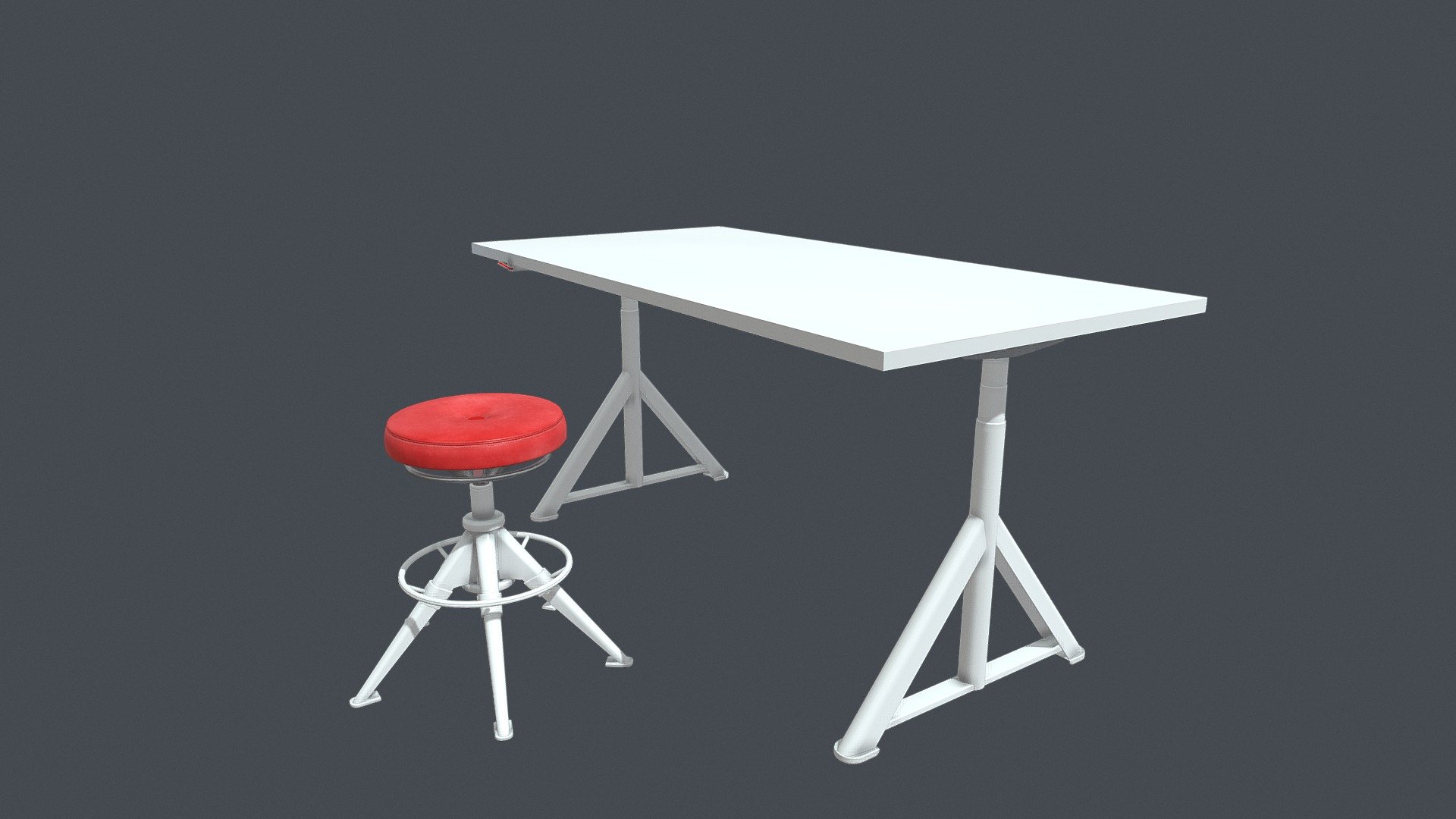 Modern White Desk with Adjustable Stool