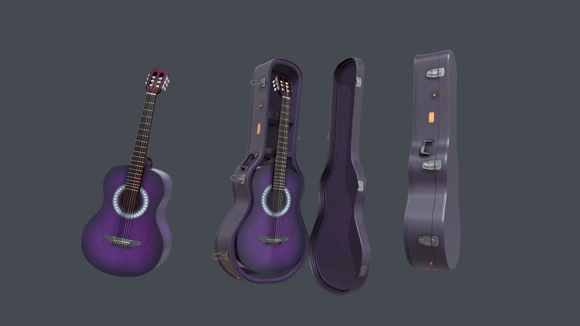 Purple Classic guitar with case