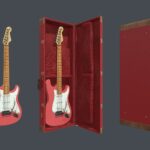 Red Electric Guitar Fender Stratocaster and case