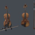 Viola music instrument with Bow and stand