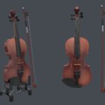 Violin music instrument with Bow and stand