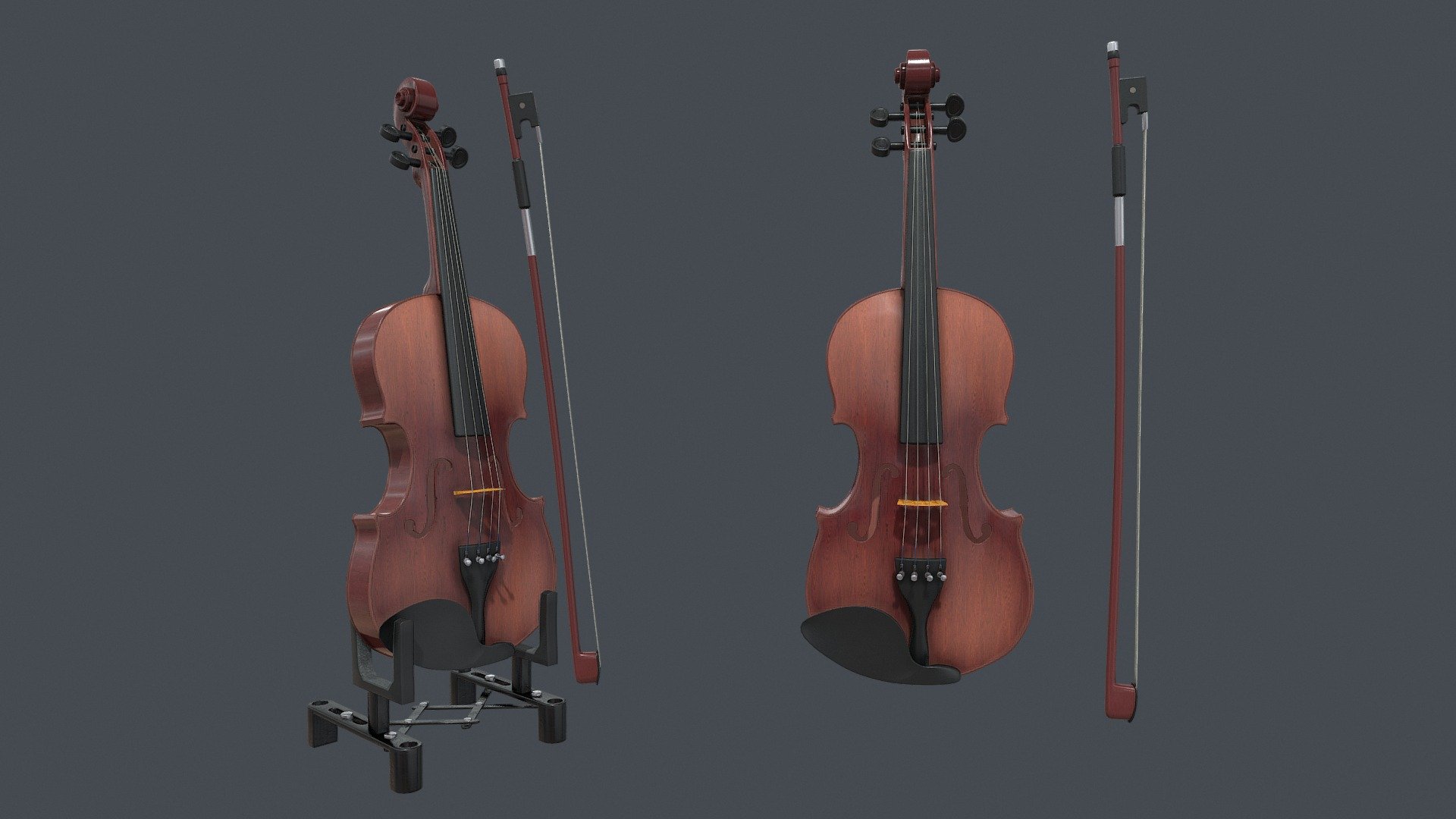 Violin music instrument with Bow and stand