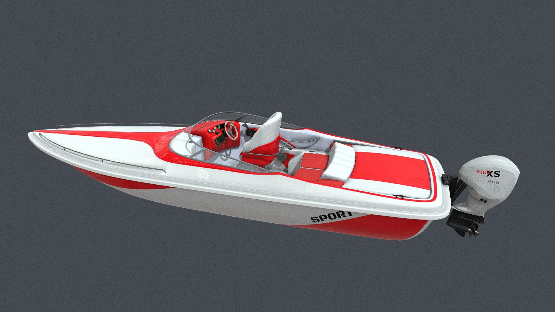 White Red Speedboat Luxury 3D Model