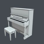 White Upright Piano with chair