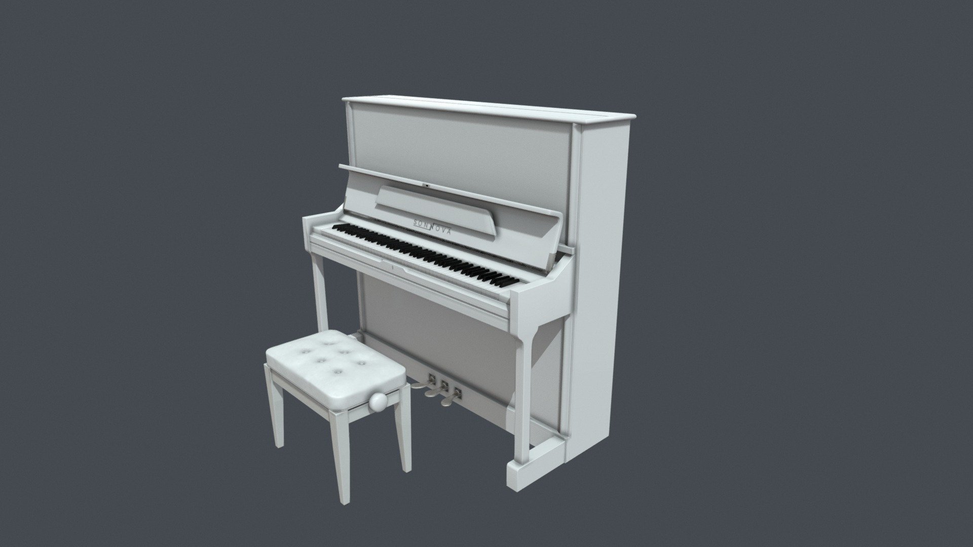 White Upright Piano with chair