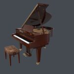 Wood Finish Classic Grand Piano with chair