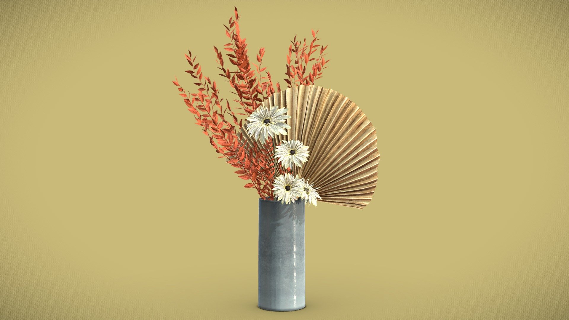 Blue Vase Ceramic Dry Plants