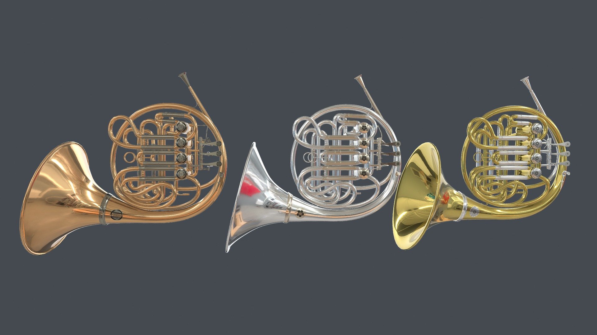 French Horn 3 Materials Brass,Copper,Silver