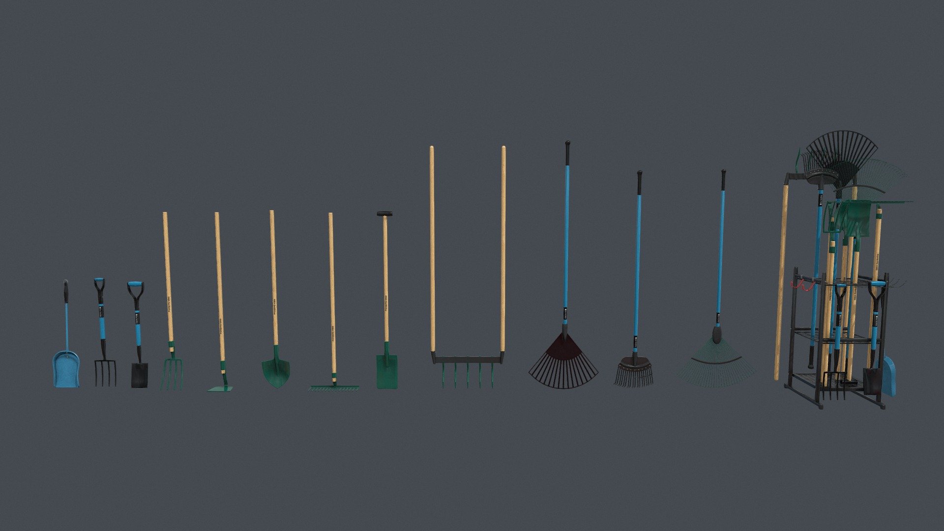 Garden Tools Collection Blue Green