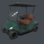 Green Golf Car Realistic Electric vehicle