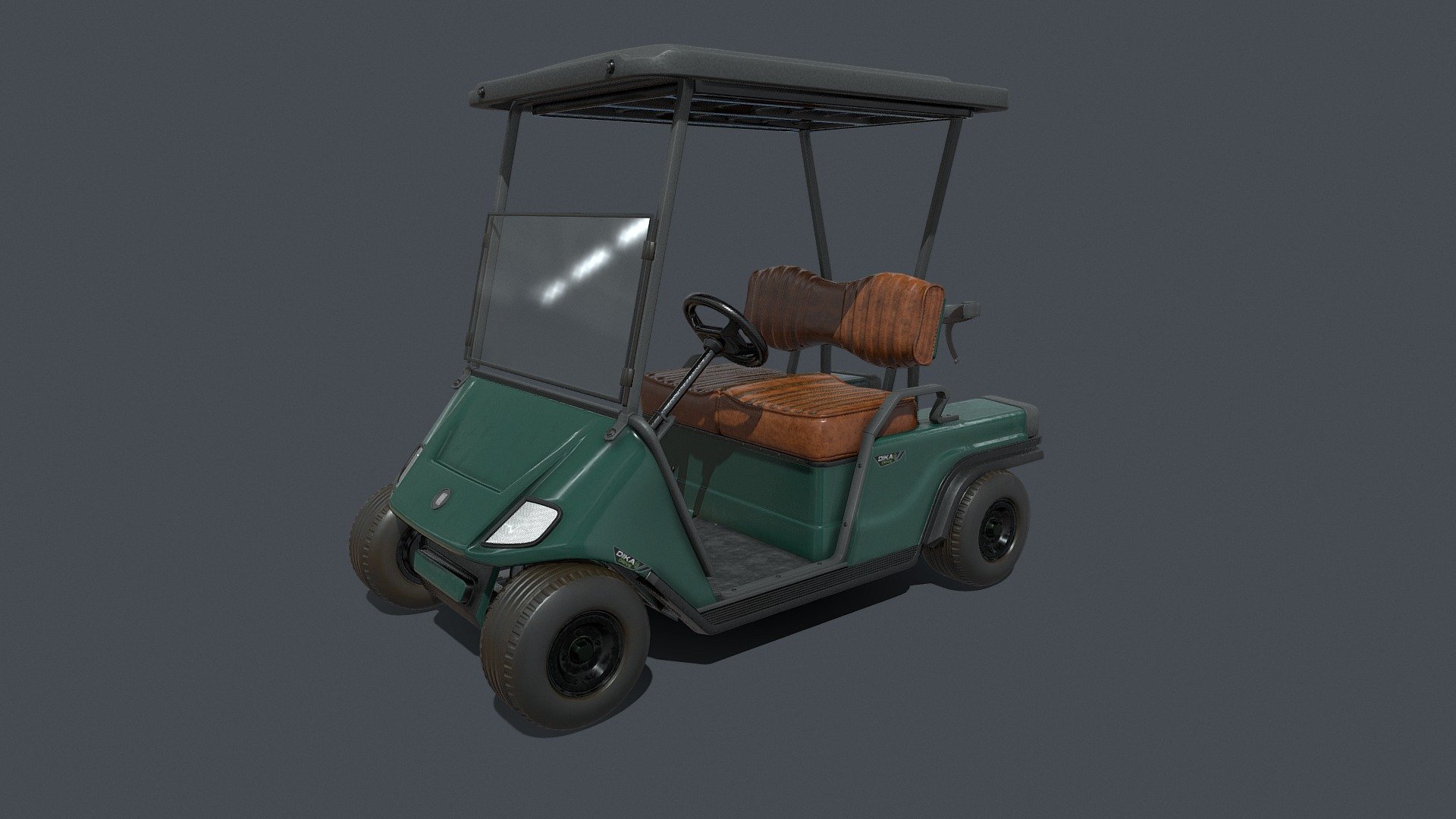 Green Golf Car Realistic Electric vehicle