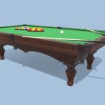 Green Wooden Billiard Tabl ,balls,sticks chalk