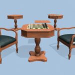 Light Chess, Pedestal Game Table and Chairs