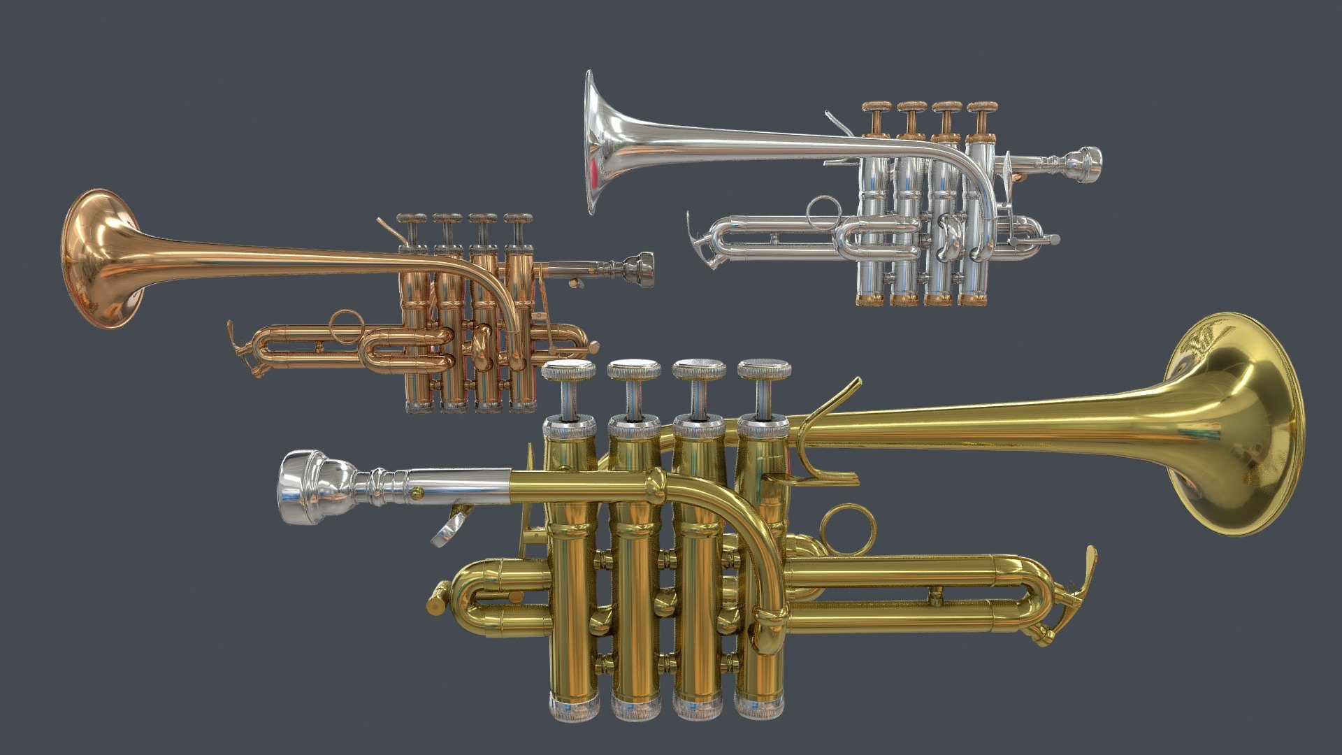 Piccolo Trumpet 3 Materials Brass,Copper,Silver
