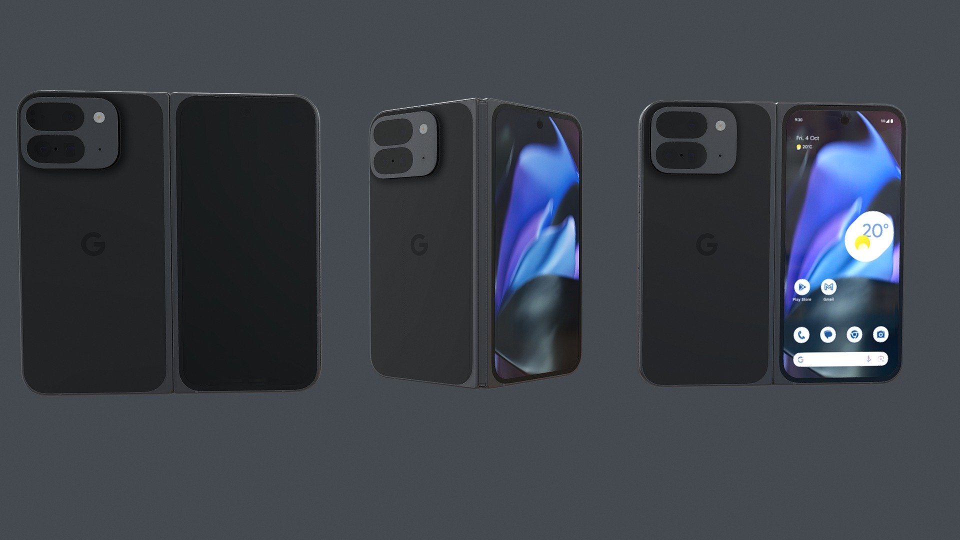 Pixel 9 Pro Fold Obsidian Rigged animated
