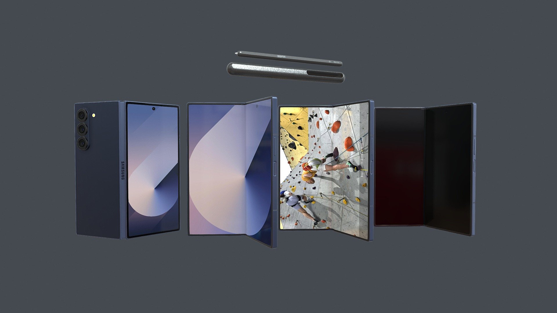 Samsung Galaxy Z Fold 6 Navy with pencil