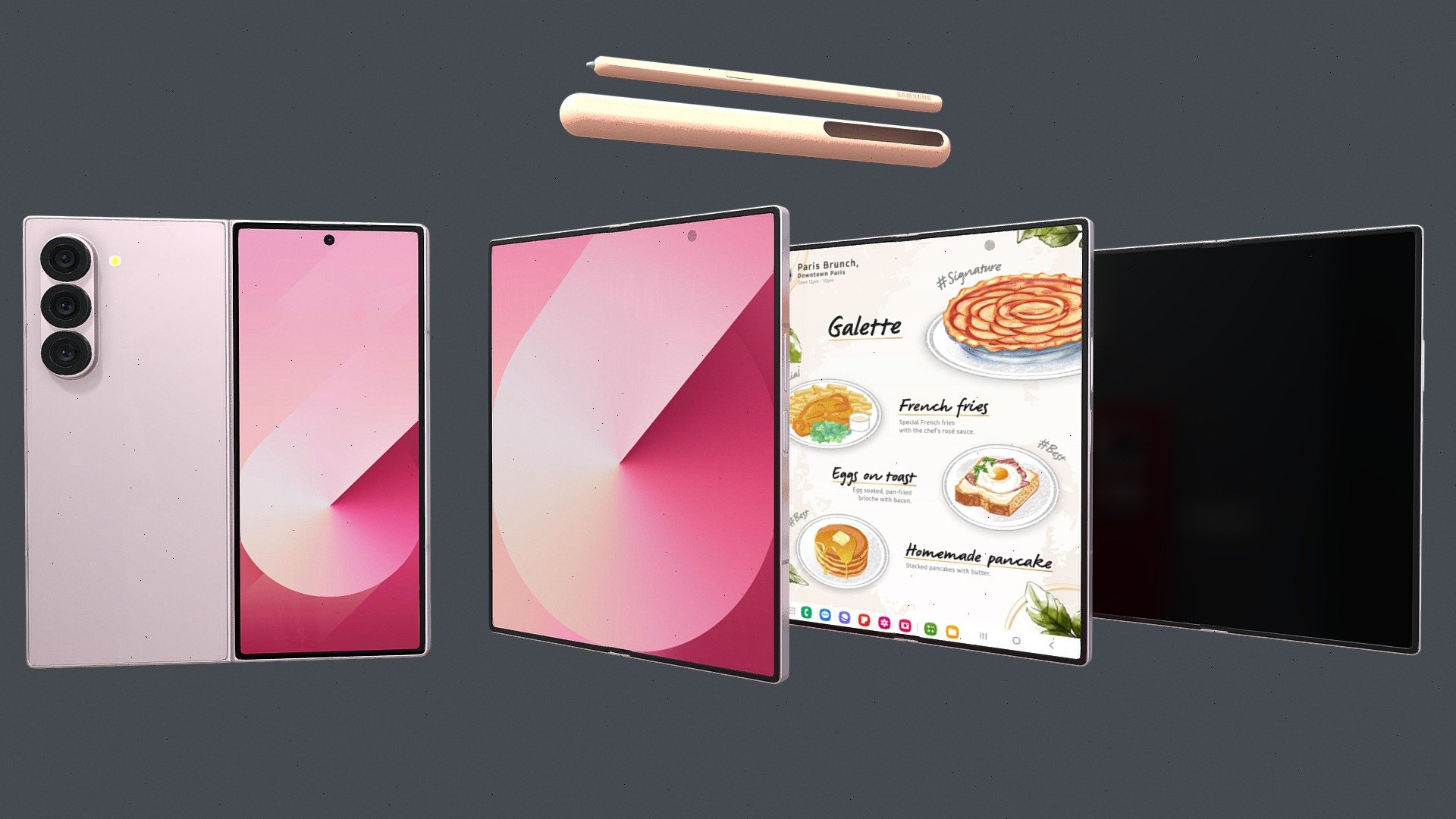 Samsung Galaxy Z Fold 6 Pink with pencil