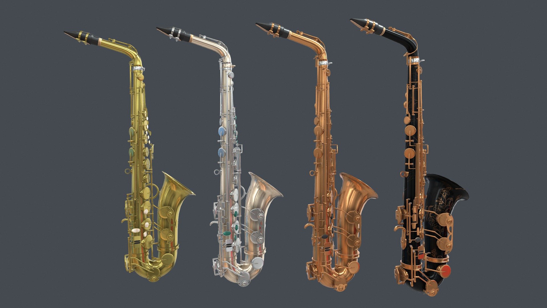 Saxophone 4 Materials Brass,Copper,Black ,Silver