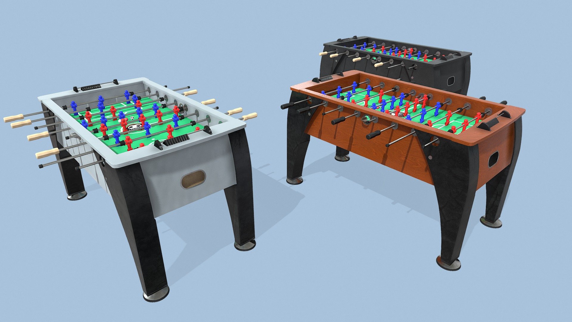 Three Colors of football tables in a collection