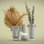 Gray Vases Dry Palm
