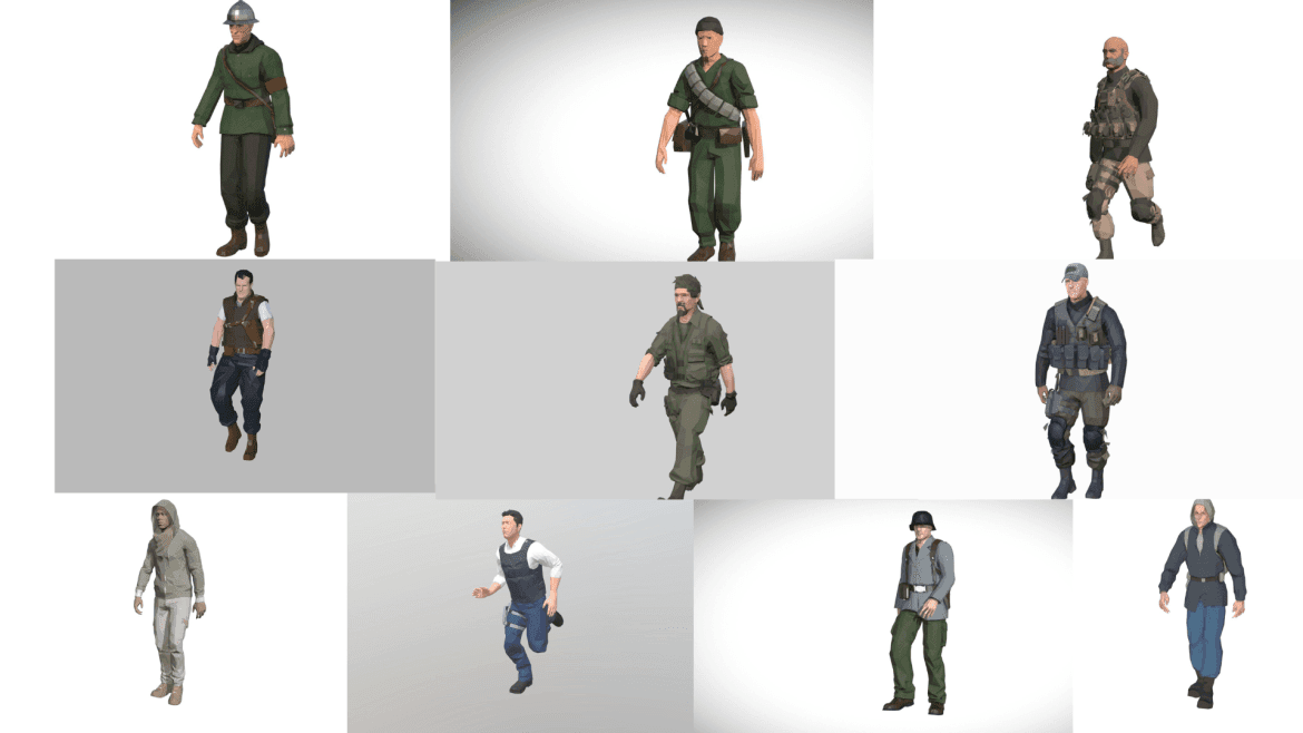 10 low poly soldier characters collection 3d model