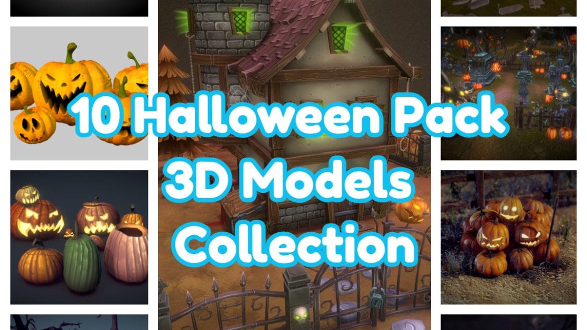 10 halloween pack 3d models collection