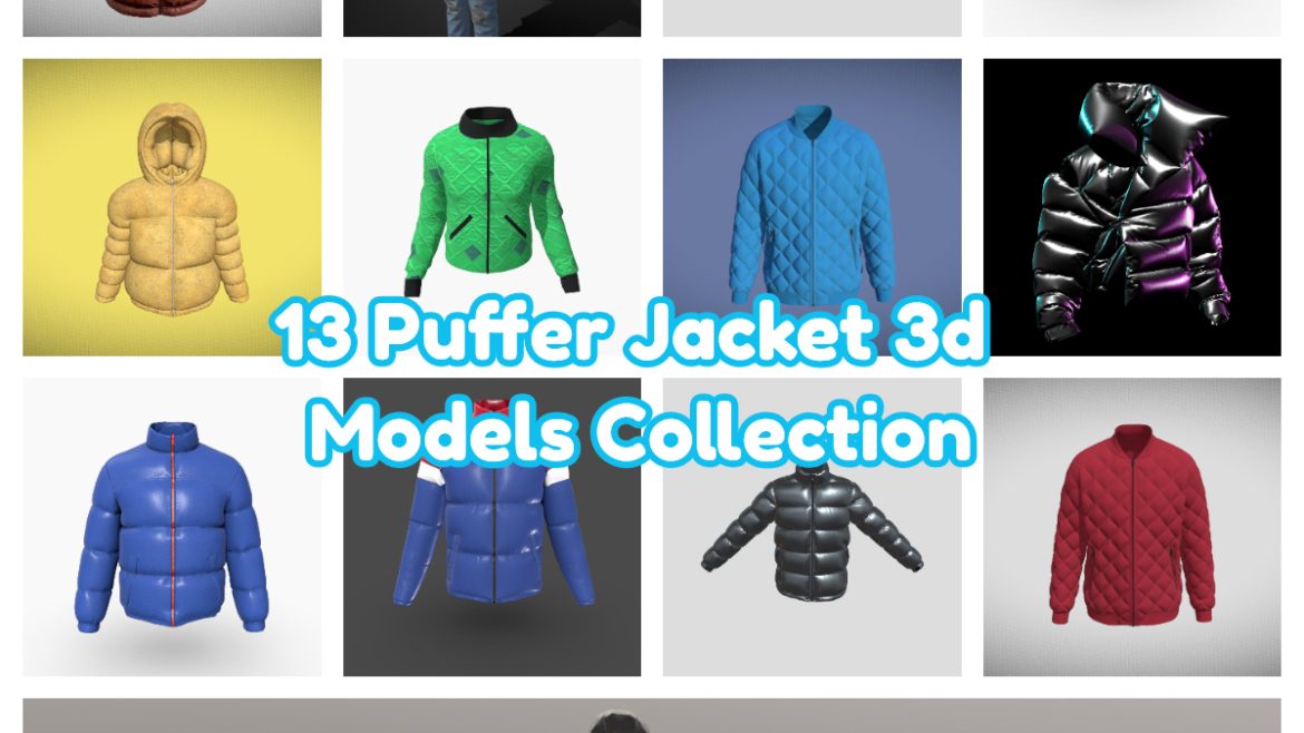 13 puffer jacket 3d models collection