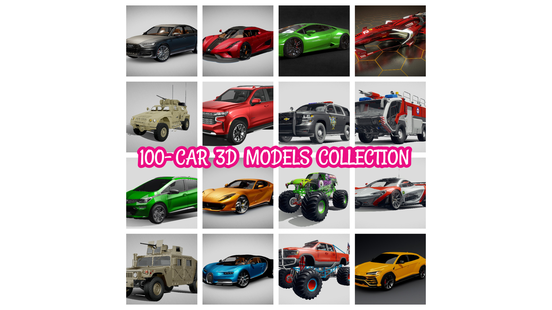 100-Car & Vehicles 3d Models Collection